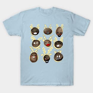 Nine Reindeer With Background Color T-Shirt